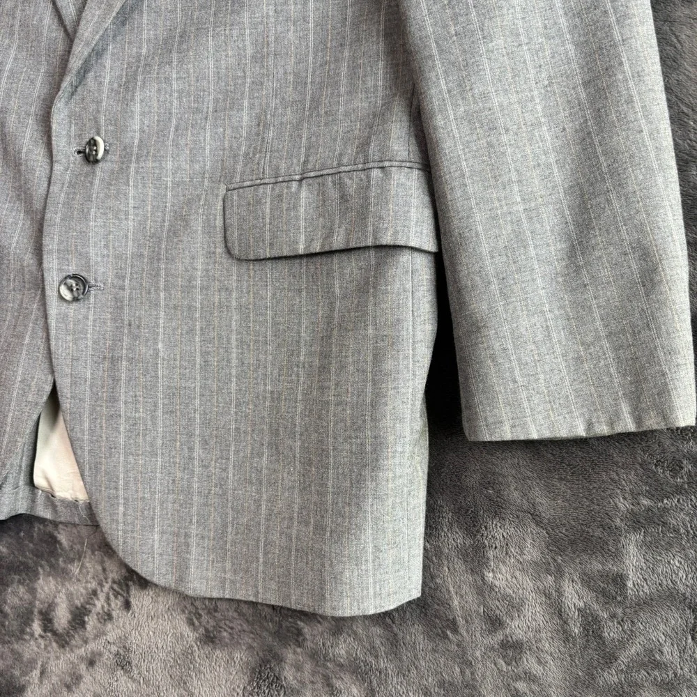 Oakton Ltd Mens Gray Pinstripe Wool Blend Blazer Sport Coat Size 43 Regular